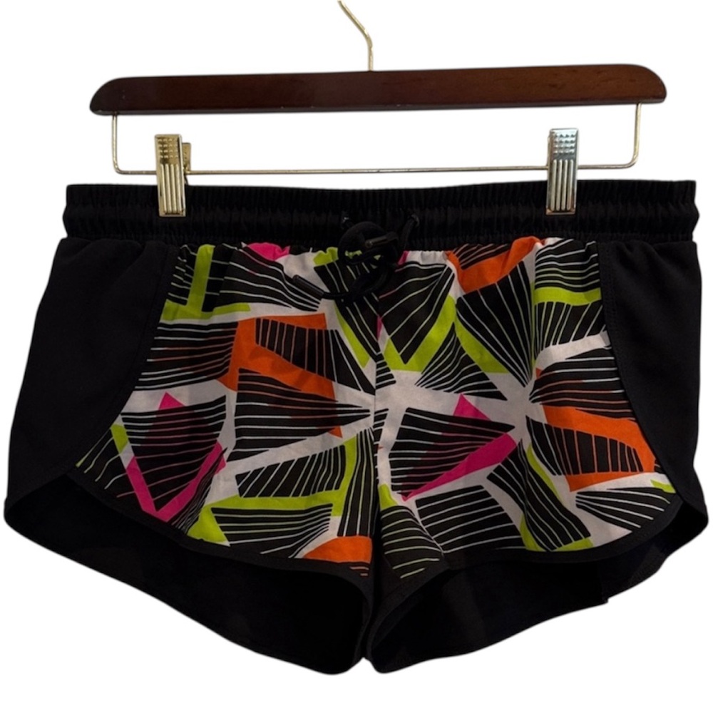 Women’s Fabletics Black and Neon Athletic Shorts.
